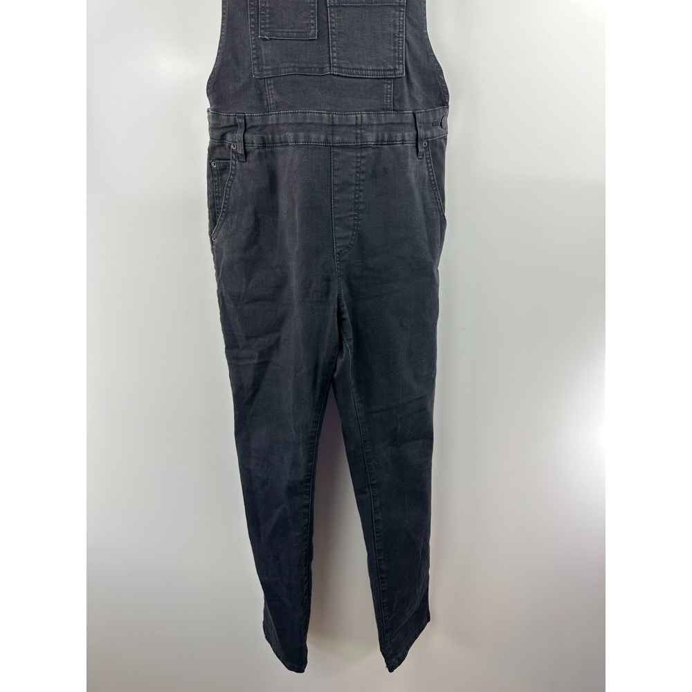 Free People Washed Black Denim Overalls One-Piece Size 28 Strappy Faded Pockets - Picture 5 of 16